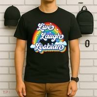 Live Laugh Lesbian Rainbow Flag LGBT Best Gifts T-Shirt thumb 6