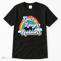 Live Laugh Lesbian Rainbow Flag LGBT Best Gifts Tall T-Shirt thumb 0