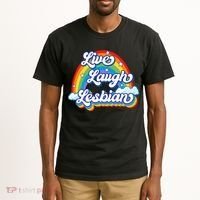 Live Laugh Lesbian Rainbow Flag LGBT Best Gifts Tall T-Shirt thumb 2