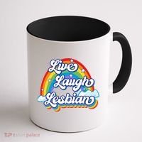 Live Laugh Lesbian Rainbow Flag LGBT Best Gifts Coffee Mug thumb 1