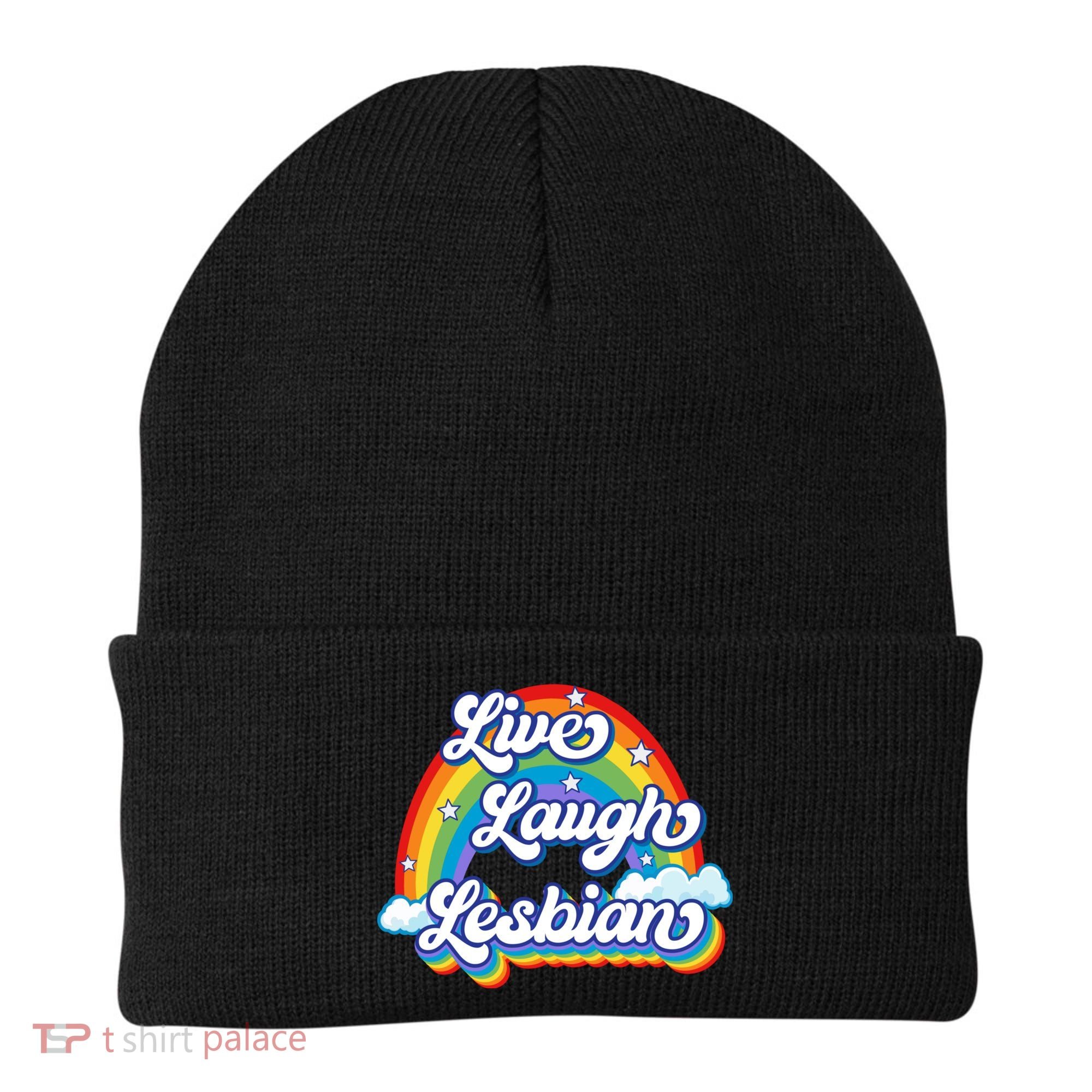 Live Laugh Lesbian Rainbow Flag LGBT Best Gifts Beanie