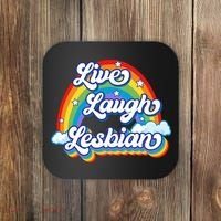 Live Laugh Lesbian Rainbow Flag LGBT Best Gifts Coaster thumb 0