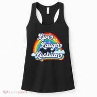 Live Laugh Lesbian Rainbow Flag LGBT Best Gifts Women's Tank Top thumb 0