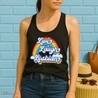 Live Laugh Lesbian Rainbow Flag LGBT Best Gifts Women's Tank Top thumb 2