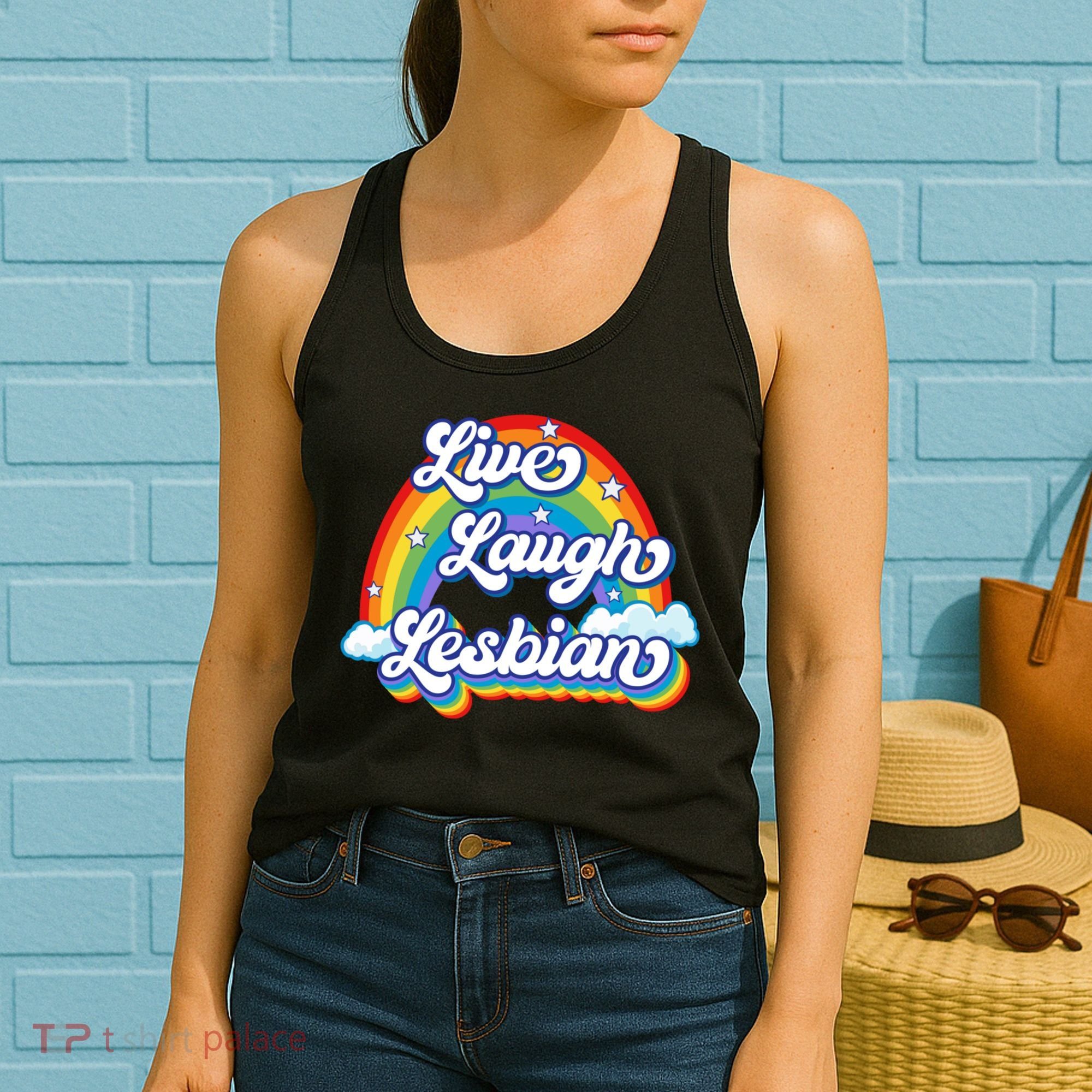 Live Laugh Lesbian Rainbow Flag LGBT Best Gifts Women's Tank Top