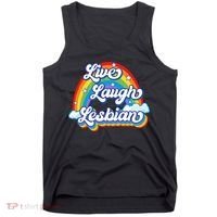 Live Laugh Lesbian Rainbow Flag LGBT Best Gifts Tank Top thumb 0