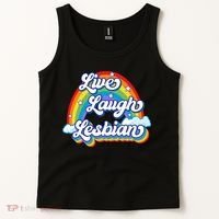Live Laugh Lesbian Rainbow Flag LGBT Best Gifts Tank Top thumb 2