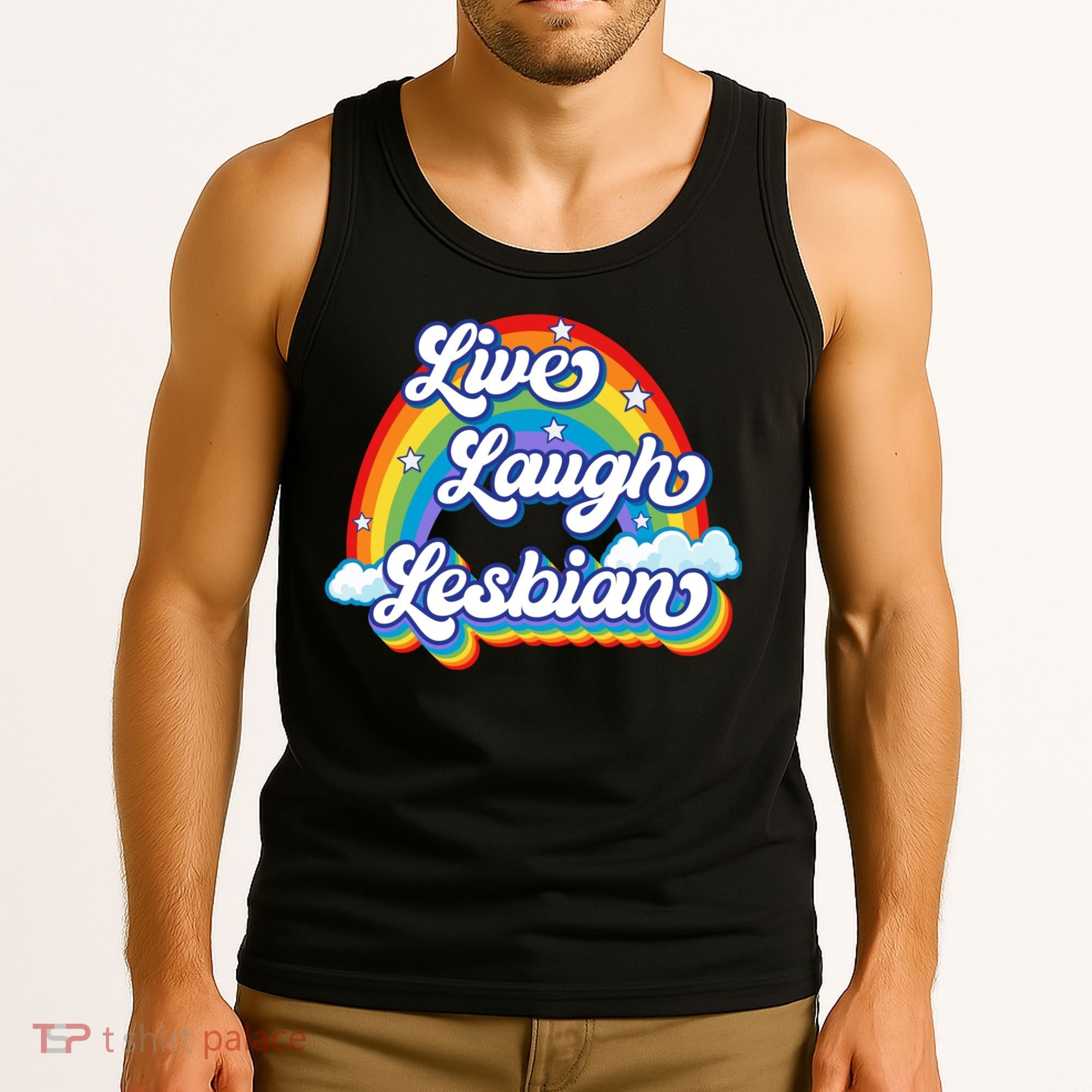 Live Laugh Lesbian Rainbow Flag LGBT Best Gifts Tank Top
