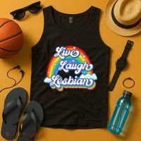 Live Laugh Lesbian Rainbow Flag LGBT Best Gifts Tank Top thumb 4