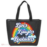 Live Laugh Lesbian Rainbow Flag LGBT Best Gifts Tote Bag thumb 0
