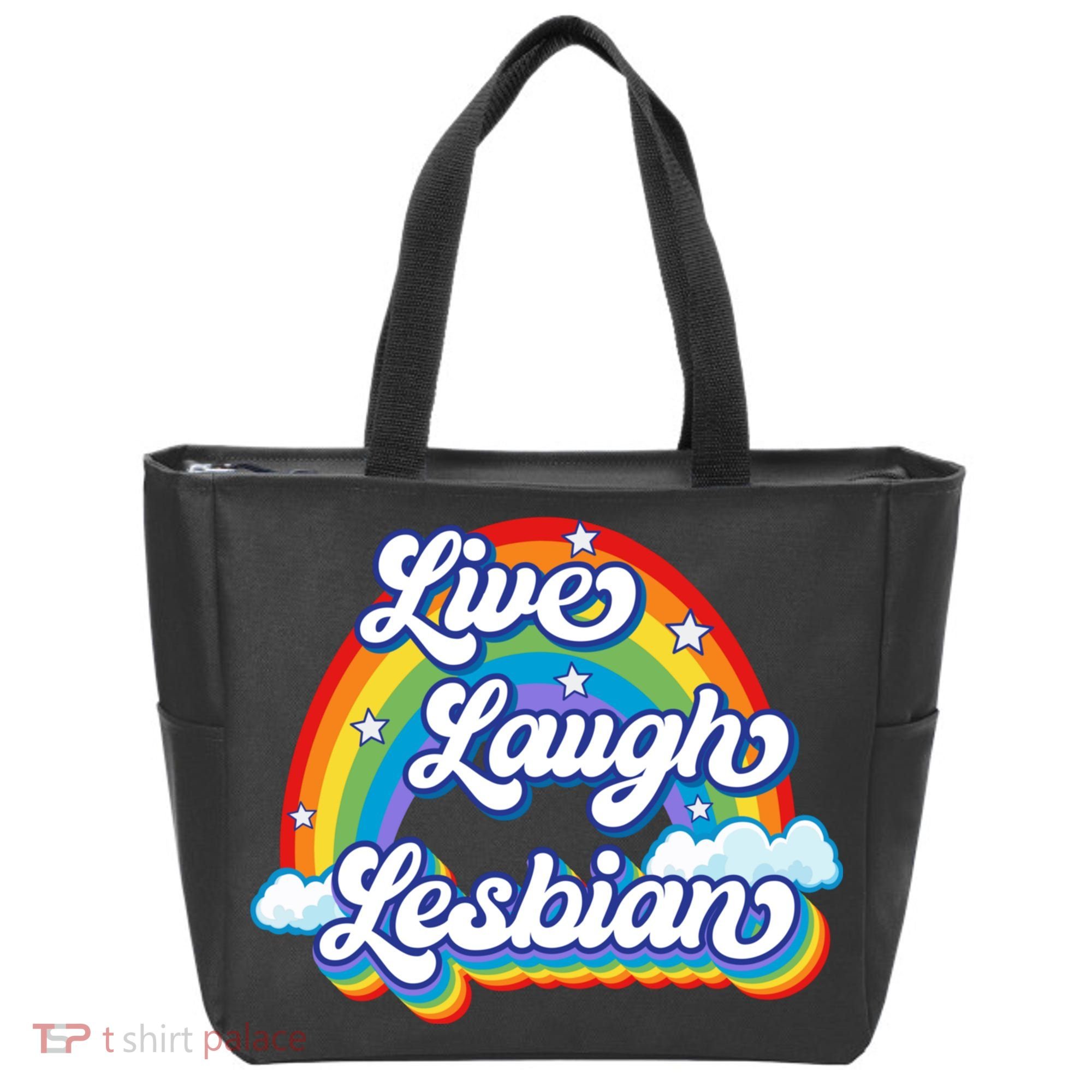 Live Laugh Lesbian Rainbow Flag LGBT Best Gifts Tote Bag