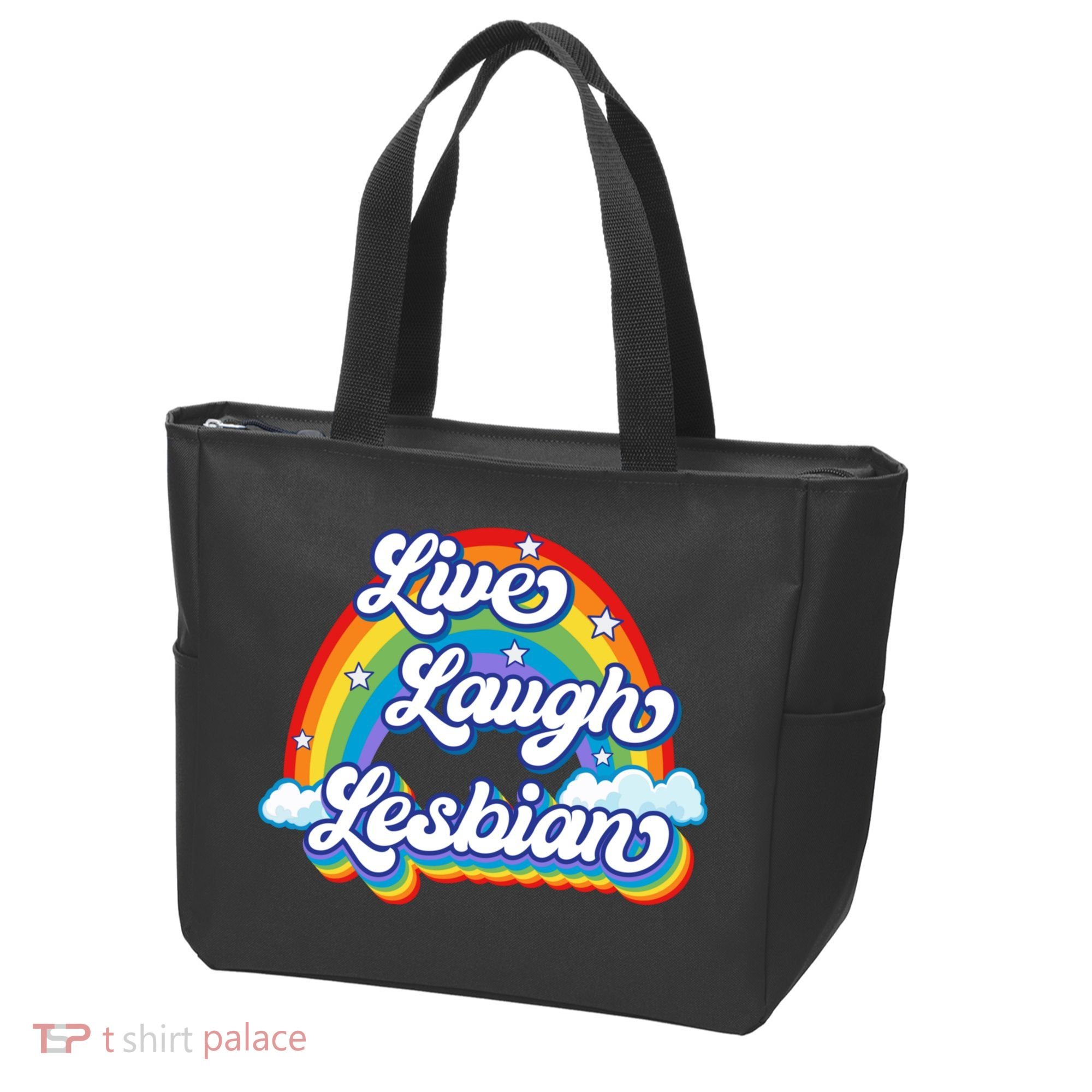 Live Laugh Lesbian Rainbow Flag LGBT Best Gifts Tote Bag