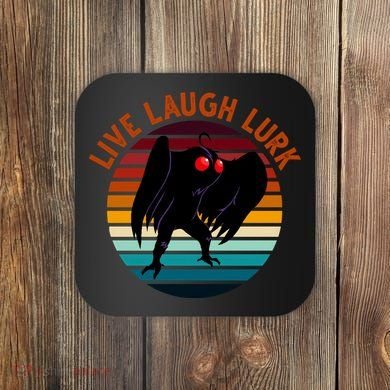 Live Laugh Lurk Mothman Retro Sunset Coaster