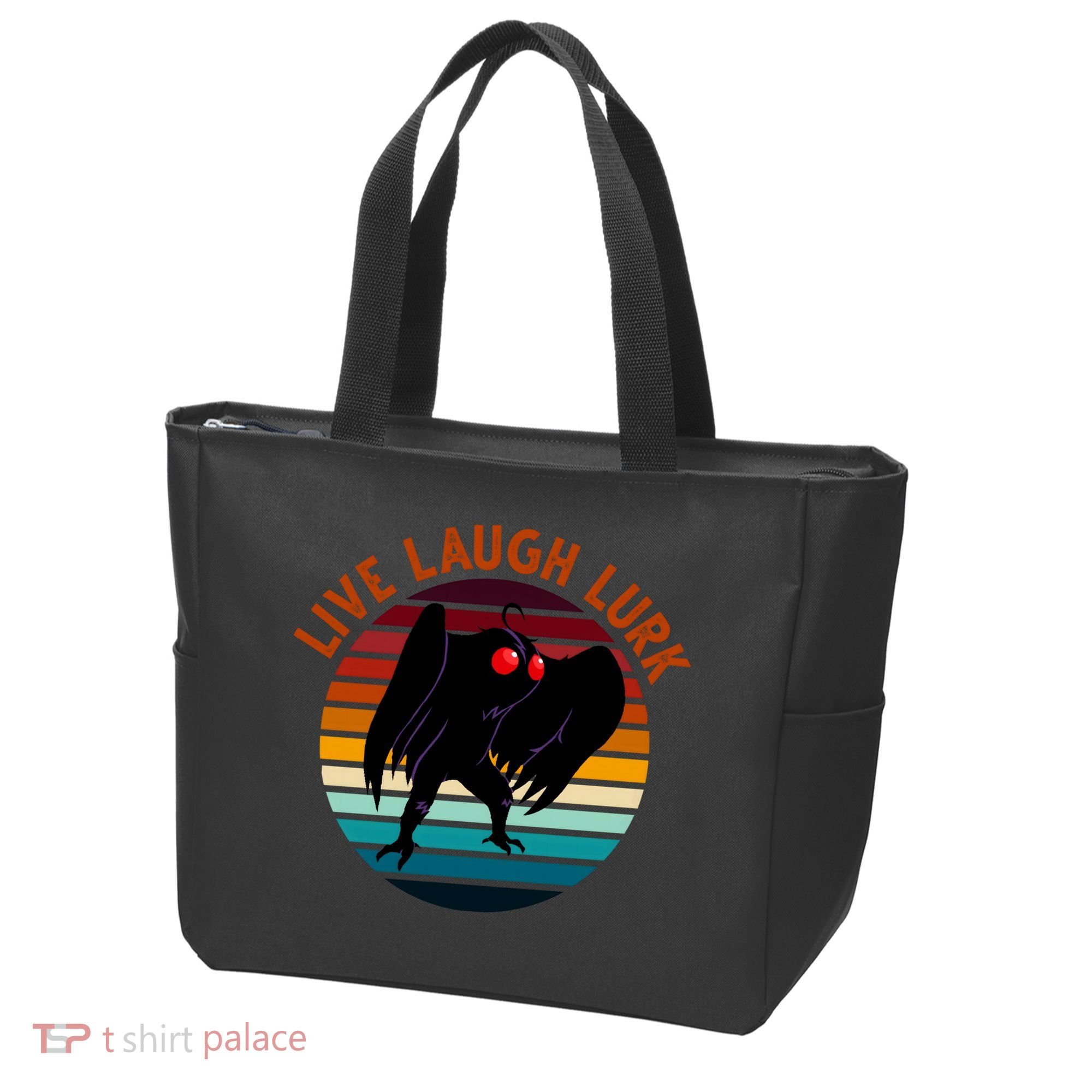 Live Laugh Lurk Mothman Retro Sunset Tote Bag