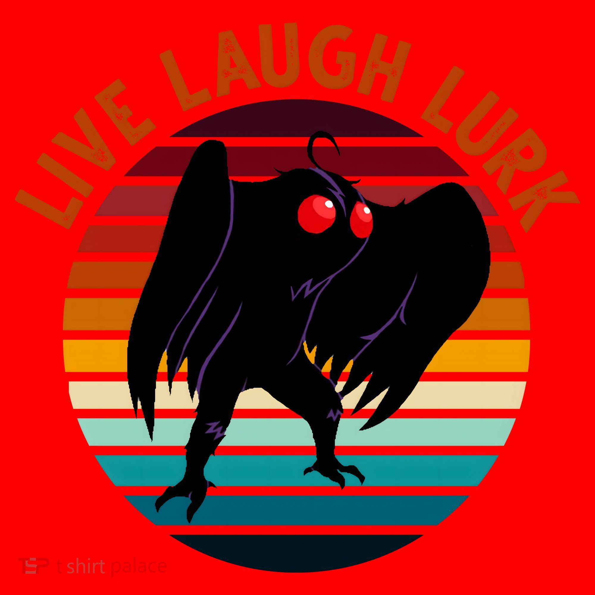 Live Laugh Lurk Mothman Retro Sunset Santa Hat