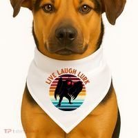 Live Laugh Lurk Mothman Retro Sunset USA-Made Doggie Bandana thumb 1
