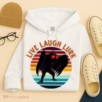 Live Laugh Lurk Mothman Retro Sunset Hoodie thumb 4