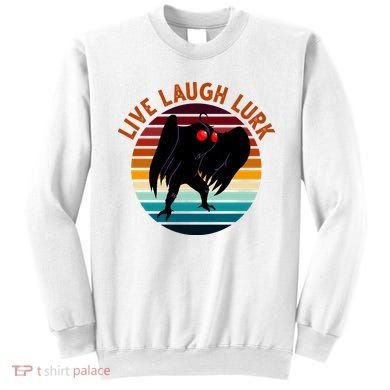 Live Laugh Lurk Mothman Retro Sunset Sweatshirt