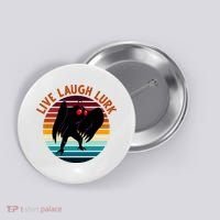 Live Laugh Lurk Mothman Retro Sunset Button thumb 0