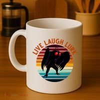 Live Laugh Lurk Mothman Retro Sunset Coffee Mug thumb 4