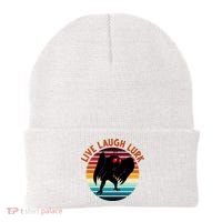 Live Laugh Lurk Mothman Retro Sunset Beanie thumb 0