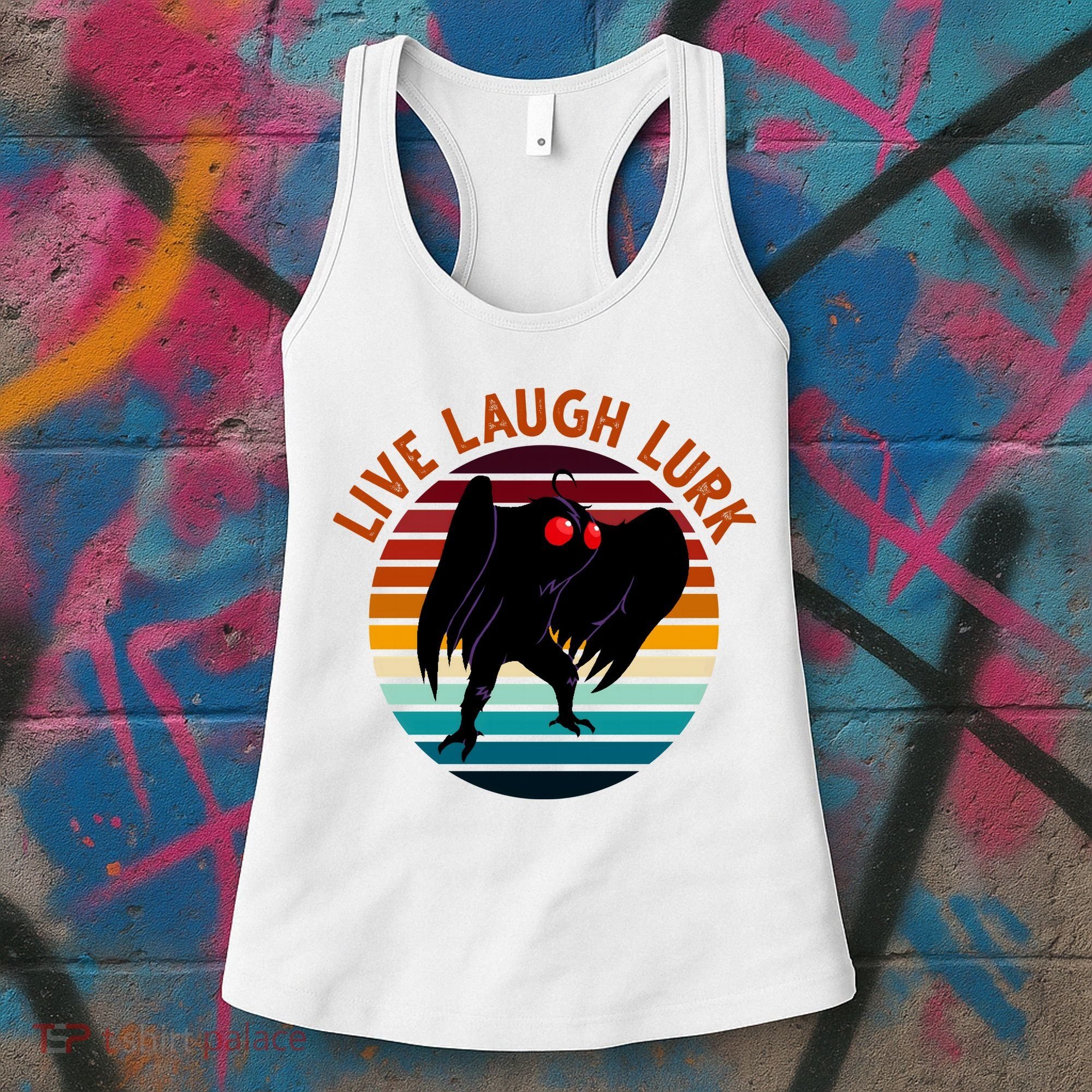 Live Laugh Lurk Mothman Retro Sunset Women's Tank Top