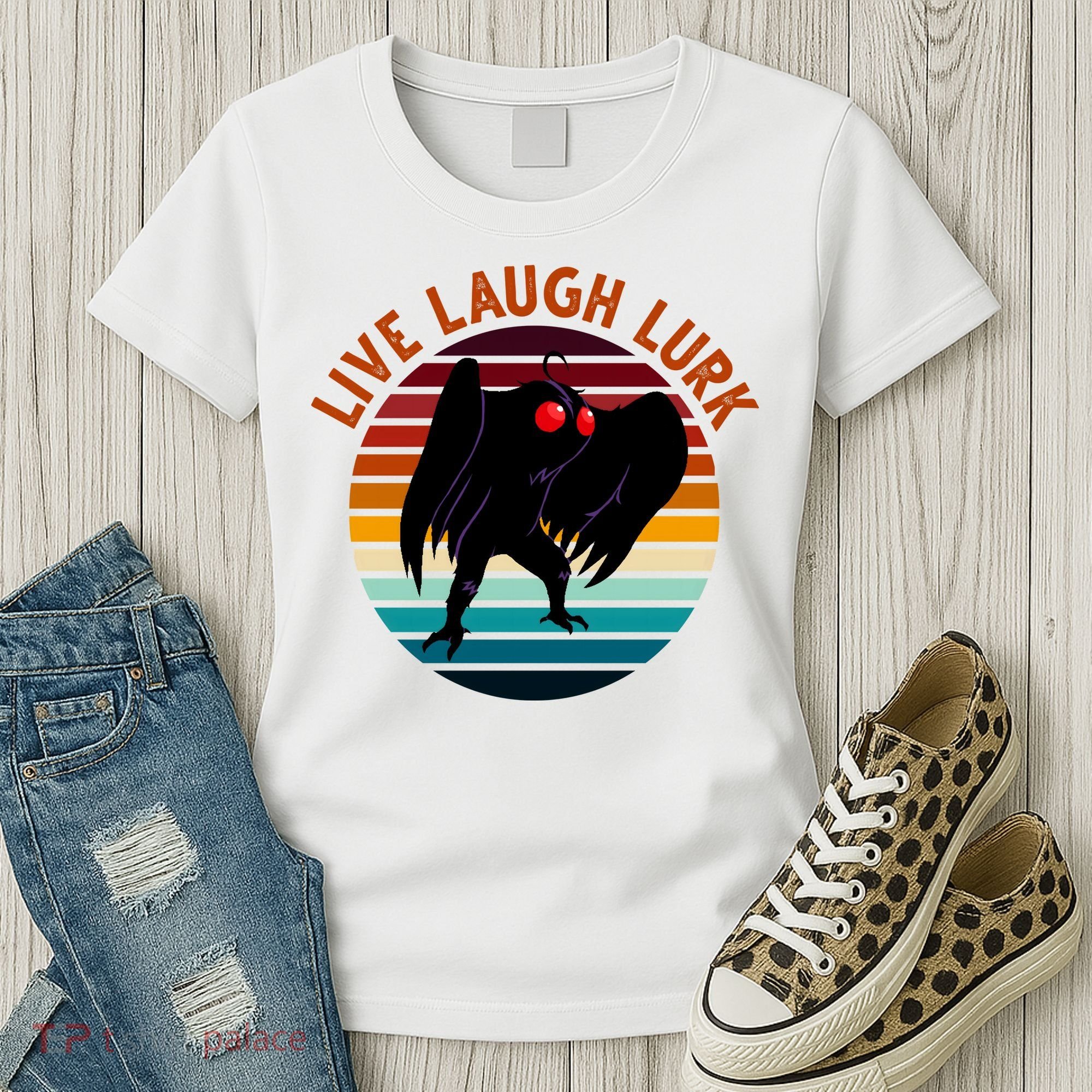 Live Laugh Lurk Mothman Retro Sunset Women's T-Shirt