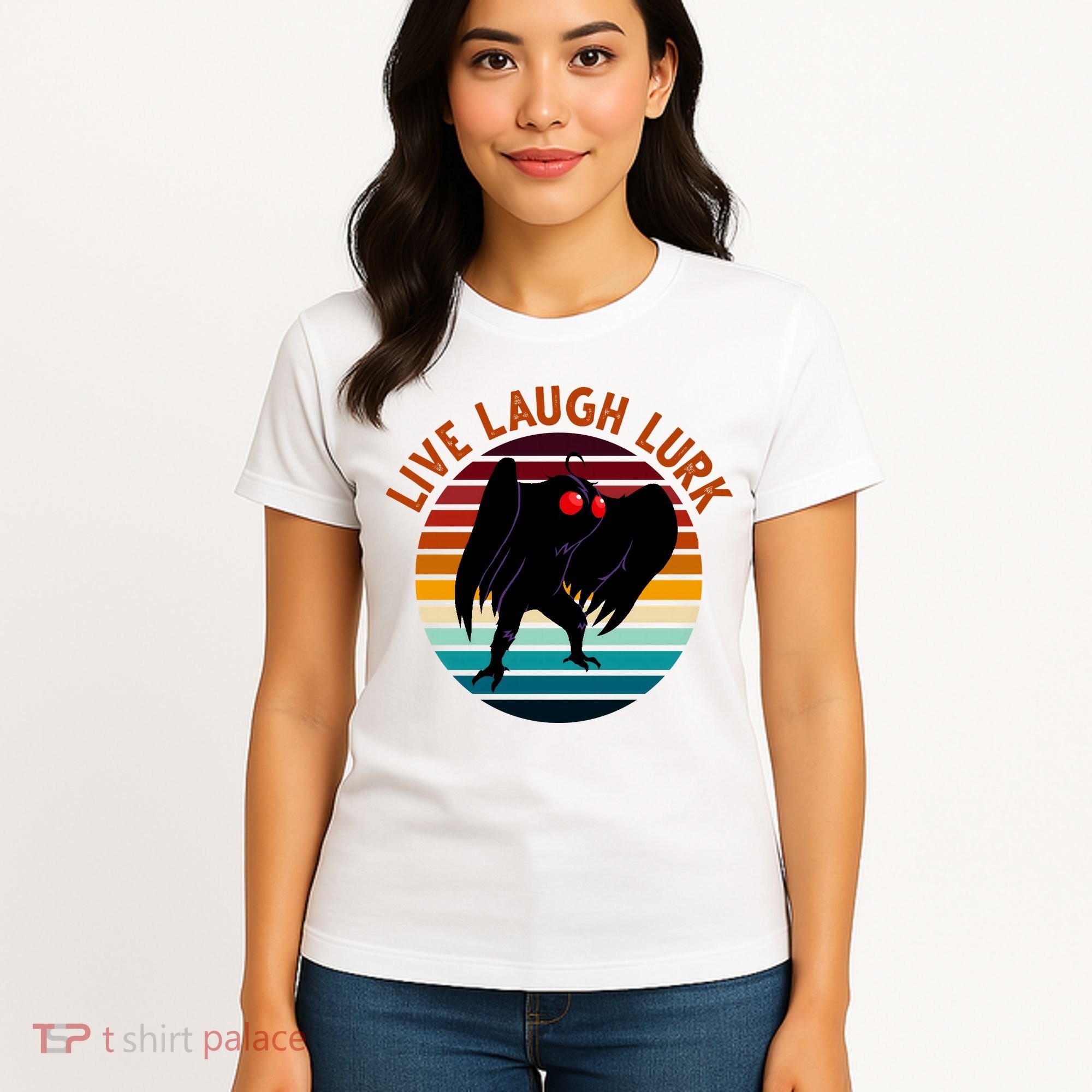 Live Laugh Lurk Mothman Retro Sunset Women's T-Shirt