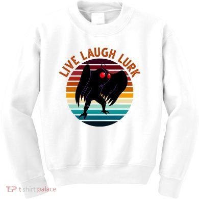 Live Laugh Lurk Mothman Retro Sunset Kids Sweatshirt