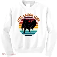 Live Laugh Lurk Mothman Retro Sunset Kids Sweatshirt thumb 0