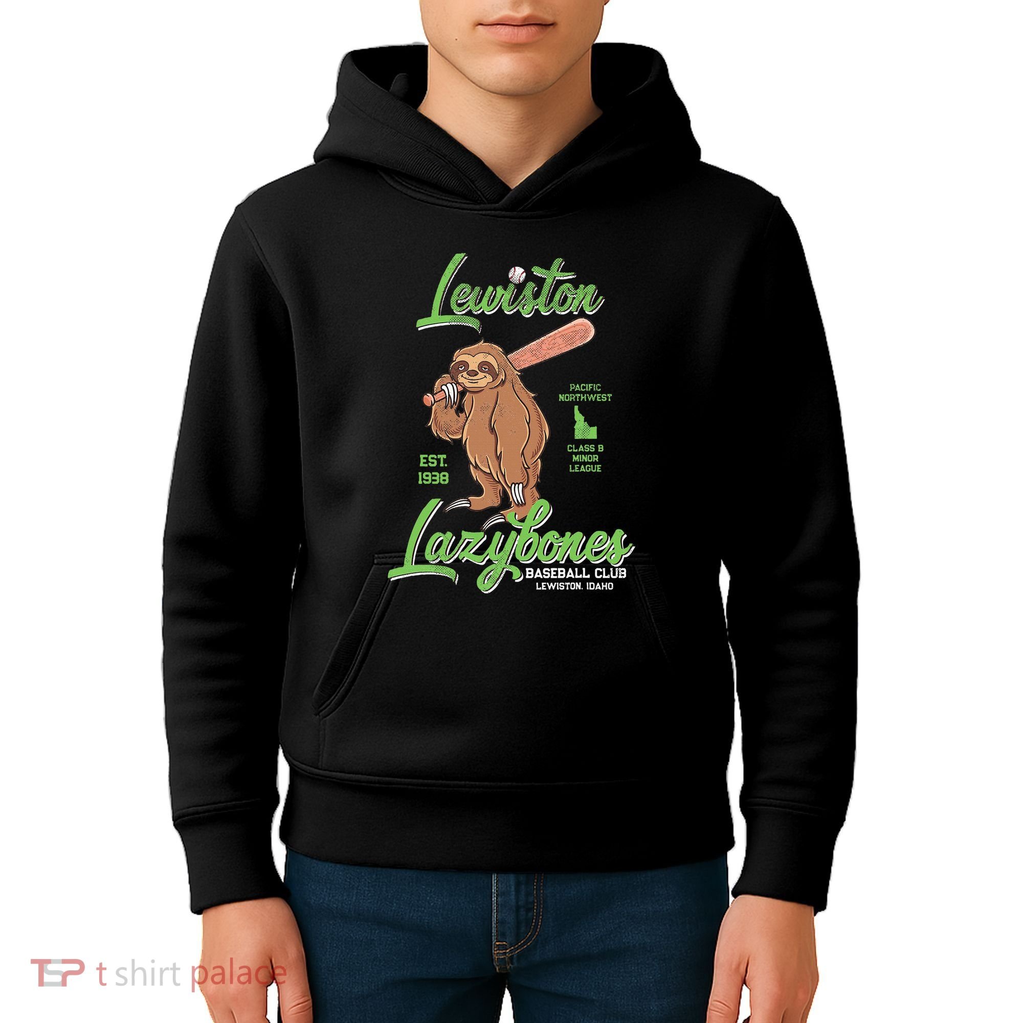 Lewiston Lazybones Minor League Retro Baseball Team Kids Hoodie