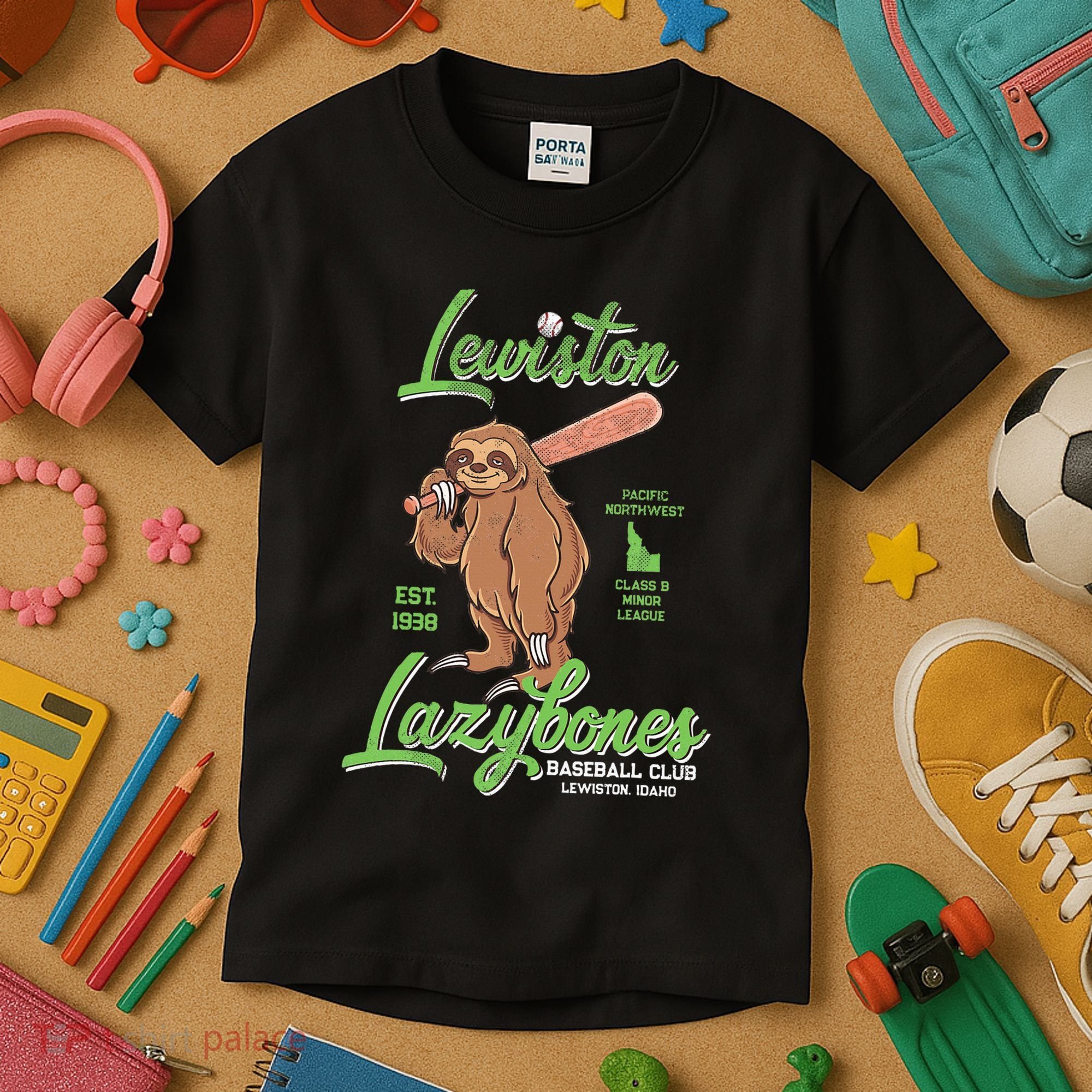 Lewiston Lazybones Minor League Retro Baseball Team Kids T-Shirt