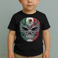 Lucha Libre Mexico Flag Wrestling Mask For Women Toddler T-Shirt thumb 2