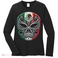 Lucha Libre Mexico Flag Wrestling Mask For Women Women's Long Sleeve Shirt thumb 0