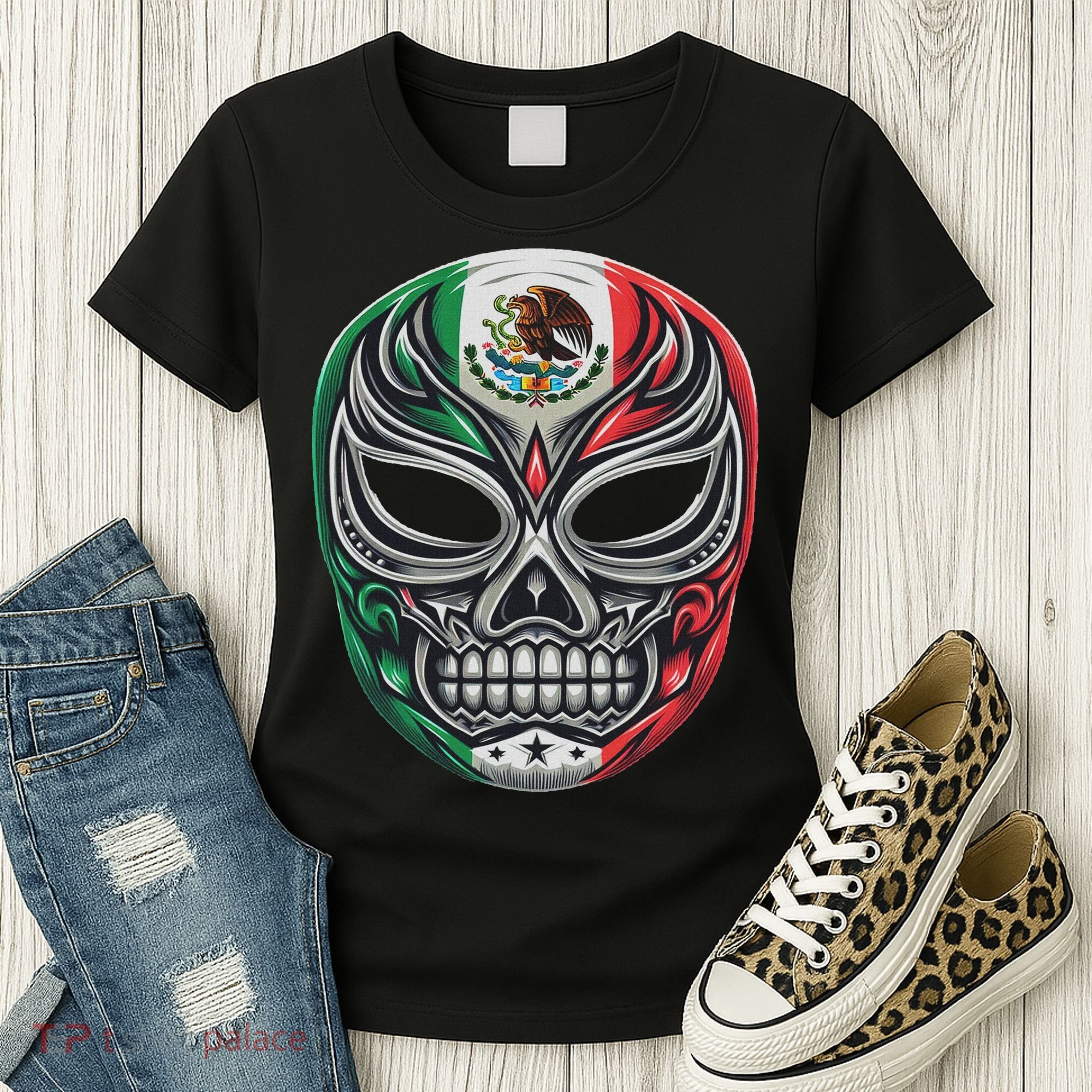 Lucha Libre Mexico Flag Wrestling Mask For Women Women's T-Shirt