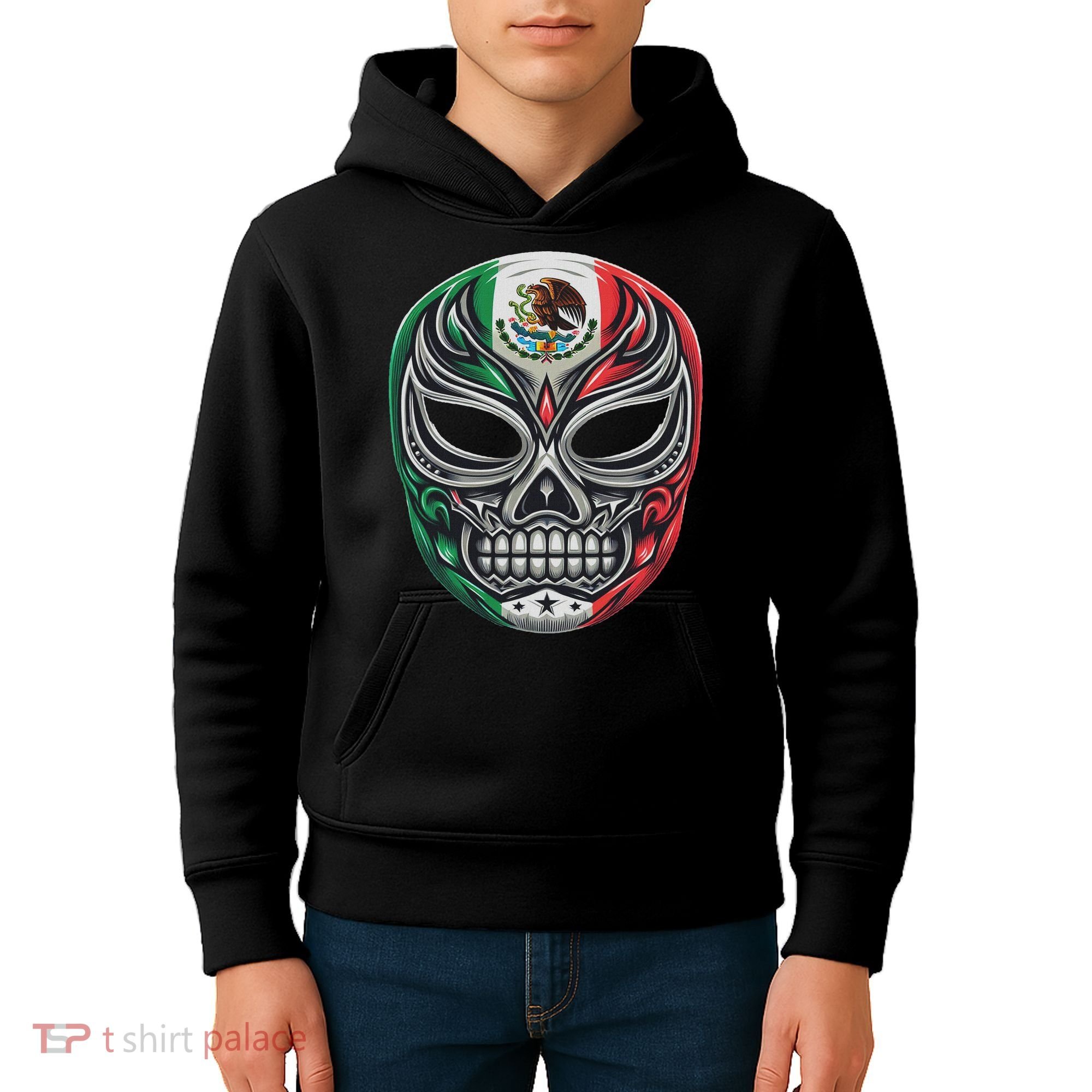 Lucha Libre Mexico Flag Wrestling Mask For Women Kids Hoodie