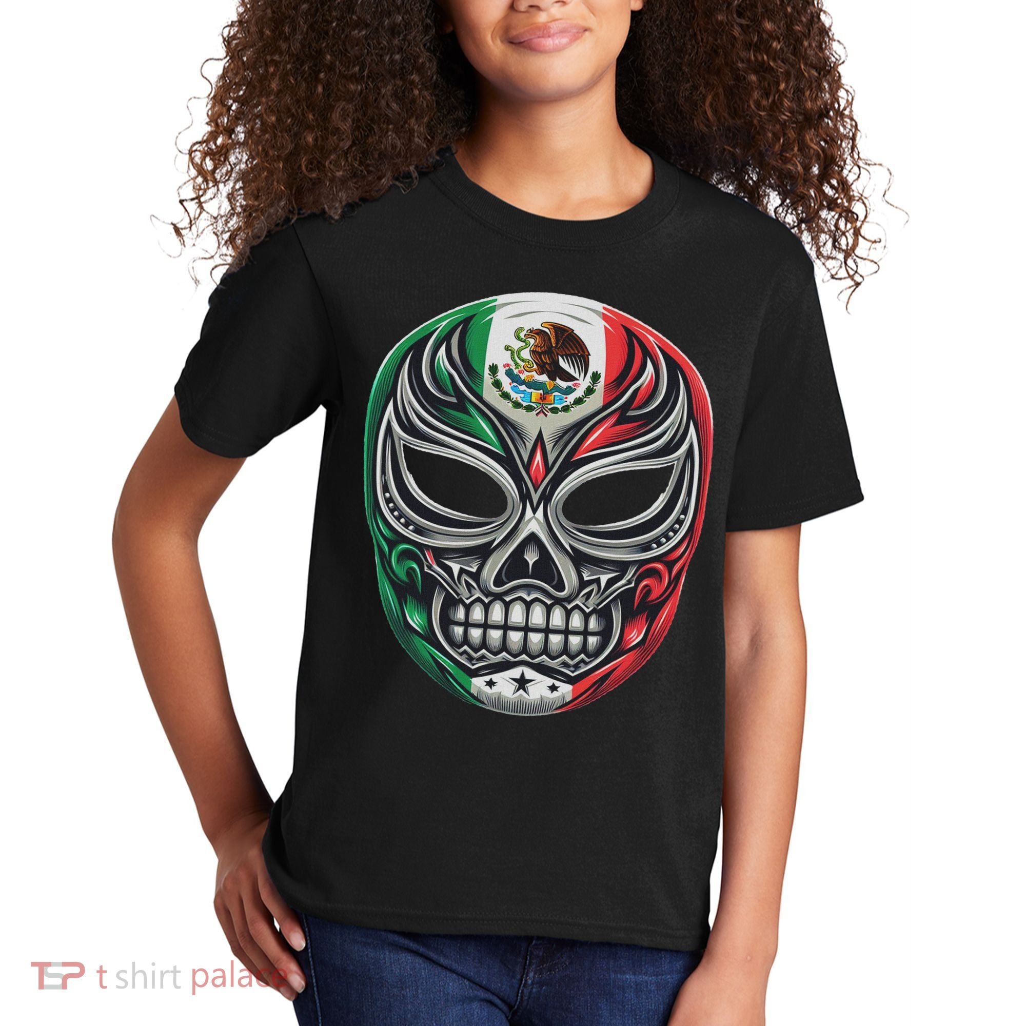 Lucha Libre Mexico Flag Wrestling Mask For Women Kids T-Shirt