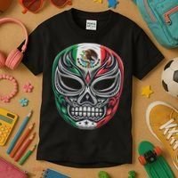 Lucha Libre Mexico Flag Wrestling Mask For Women Kids T-Shirt thumb 3