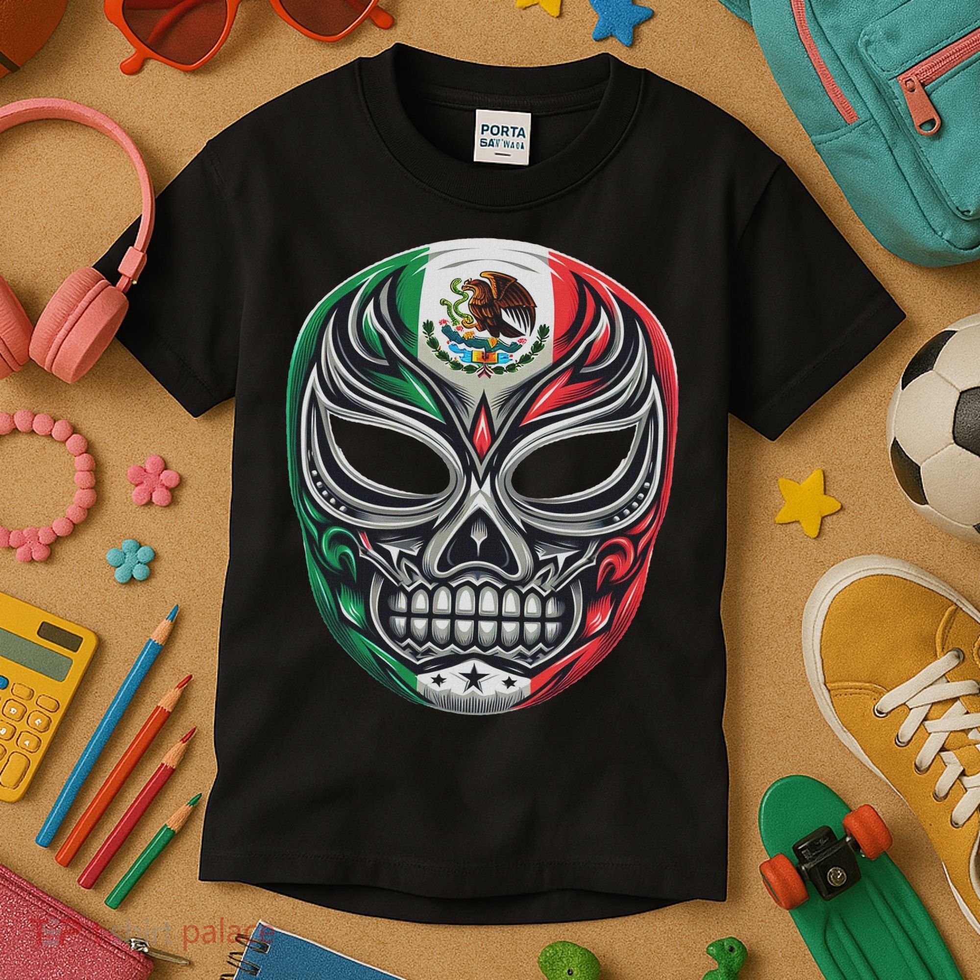 Lucha Libre Mexico Flag Wrestling Mask For Women Kids T-Shirt