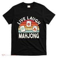 Live Laugh Mahjong Retro Mahjongg Chinese T-Shirt thumb 0