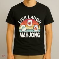 Live Laugh Mahjong Retro Mahjongg Chinese T-Shirt thumb 3