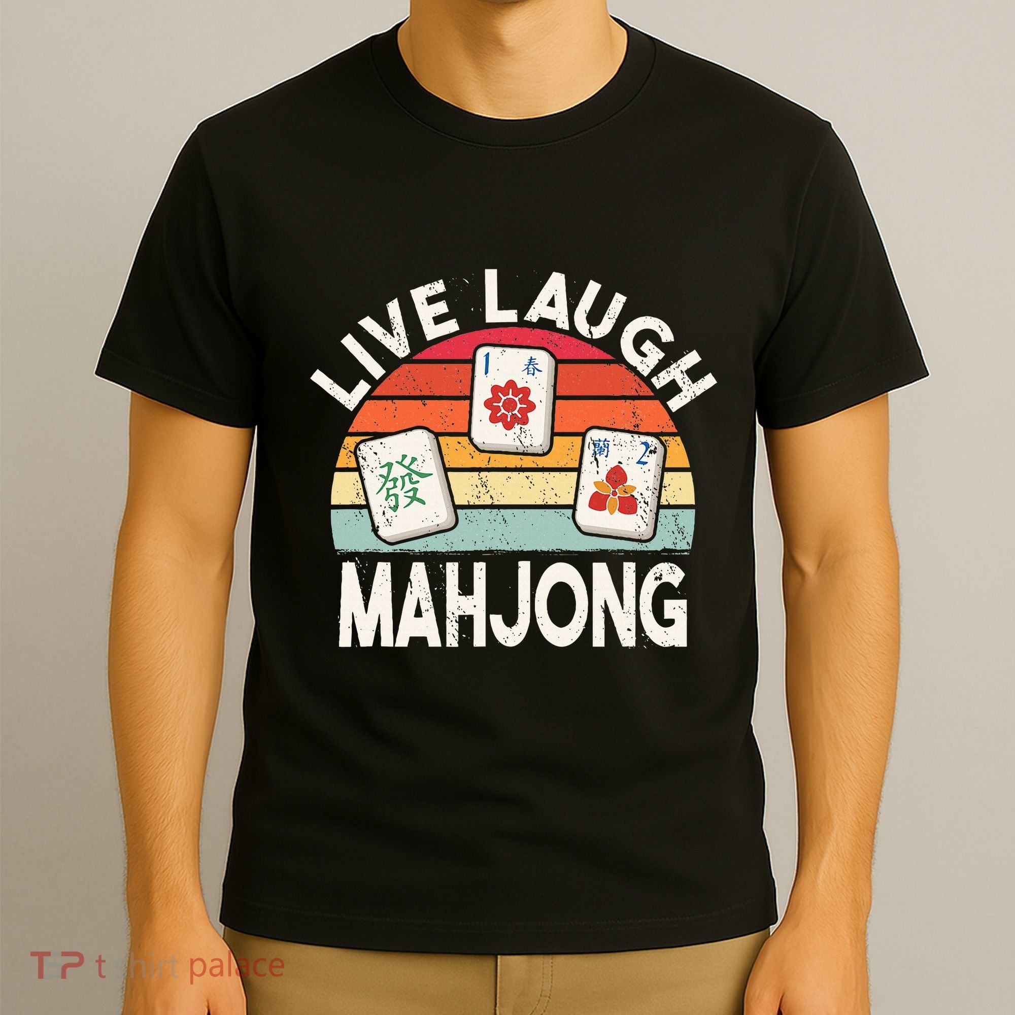 Live Laugh Mahjong Retro Mahjongg Chinese T-Shirt
