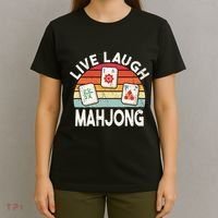 Live Laugh Mahjong Retro Mahjongg Chinese T-Shirt thumb 4