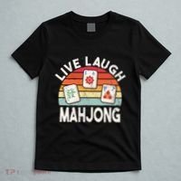 Live Laugh Mahjong Retro Mahjongg Chinese T-Shirt thumb 5