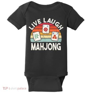 Live Laugh Mahjong Retro Mahjongg Chinese Baby Bodysuit