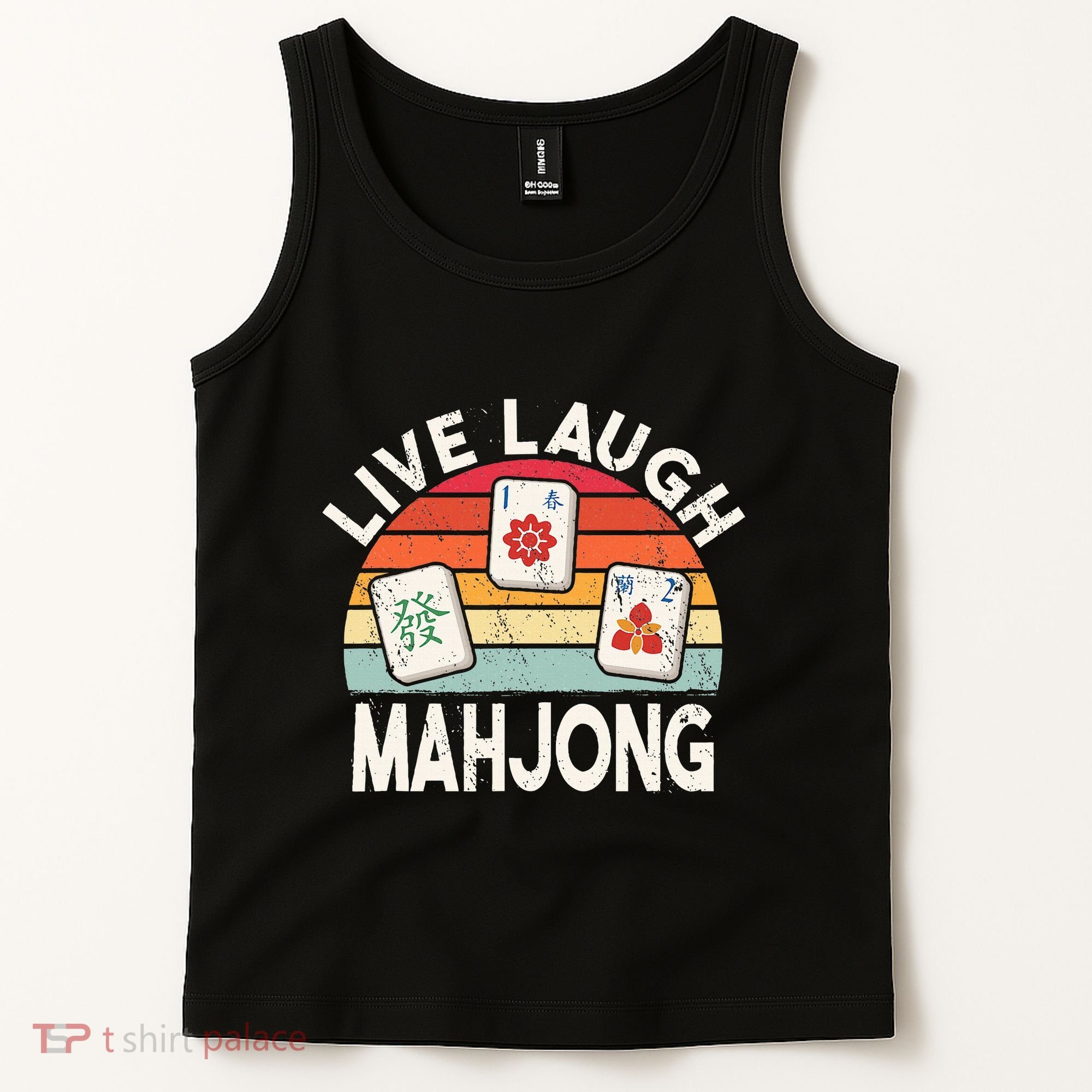Live Laugh Mahjong Retro Mahjongg Chinese Tank Top