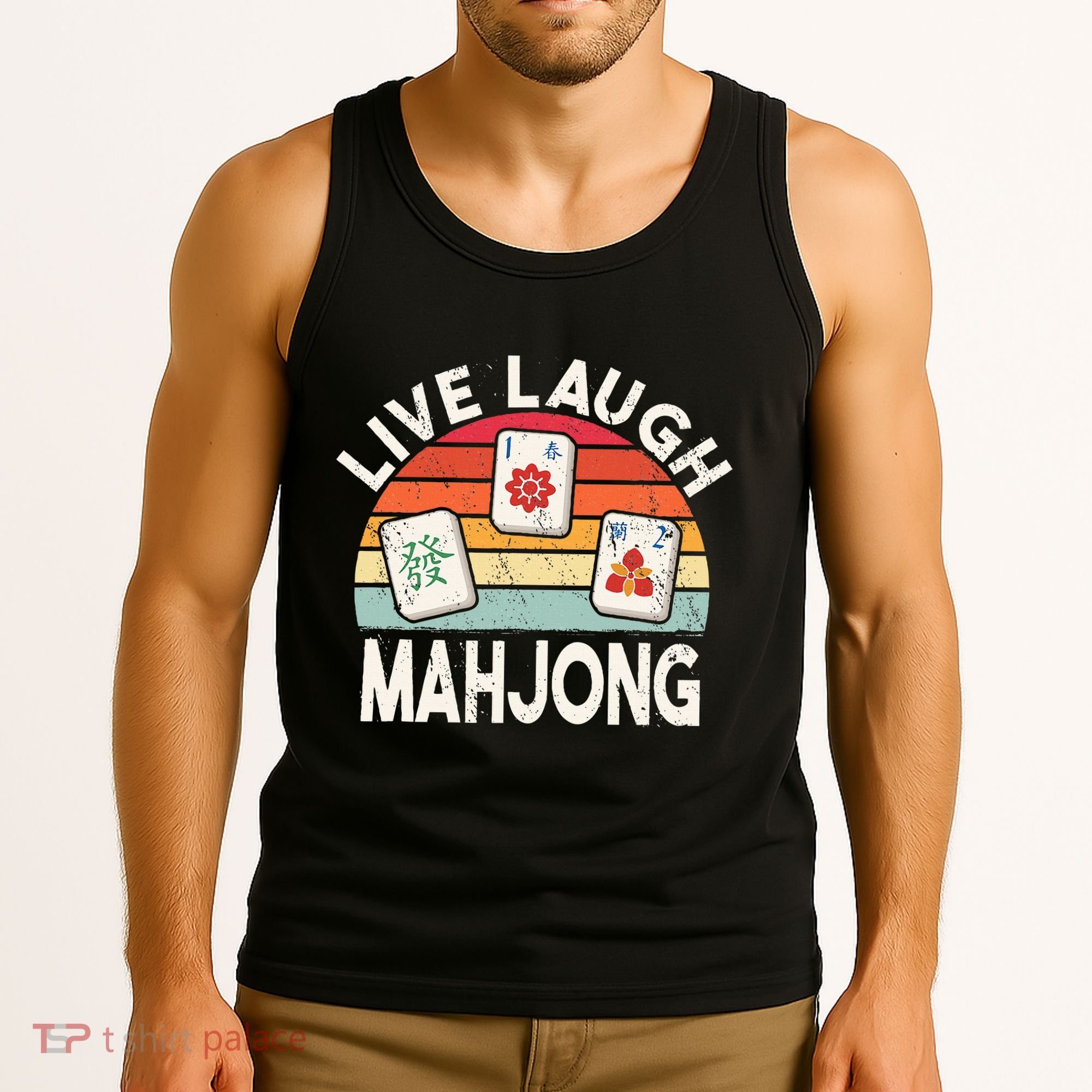 Live Laugh Mahjong Retro Mahjongg Chinese Tank Top
