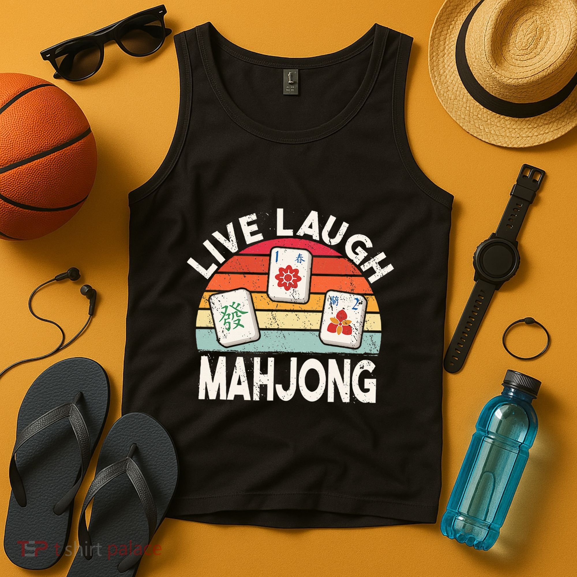 Live Laugh Mahjong Retro Mahjongg Chinese Tank Top