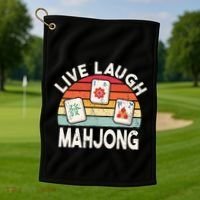 Live Laugh Mahjong Retro Mahjongg Chinese Golf Towel thumb 1