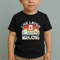 Live Laugh Mahjong Retro Mahjongg Chinese Toddler T-Shirt thumb 2